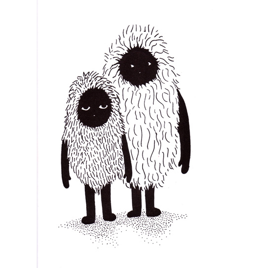 "Bonhommes" on white